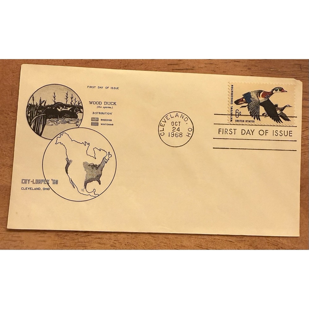 #1362 6c Waterfowl Conservation -Wood Duck- Cuy-Lorpex Cachet FDC